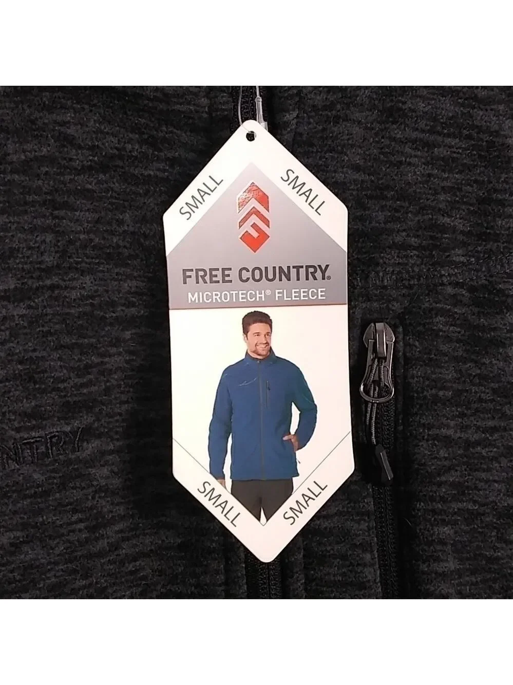 Free Country Microtech Fleece Black Gray Funnel Neck Long Sleeve 1/4 Zip Jacket